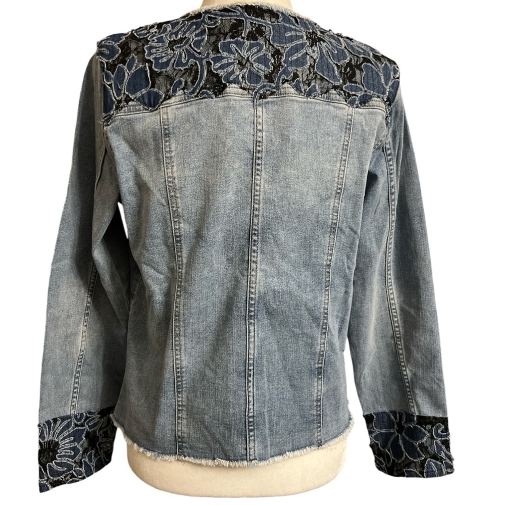 LOGO by Lori Goldstein Special Edition Jean Jacket denim With Lace size 4 NWT - Picture 3 of 11